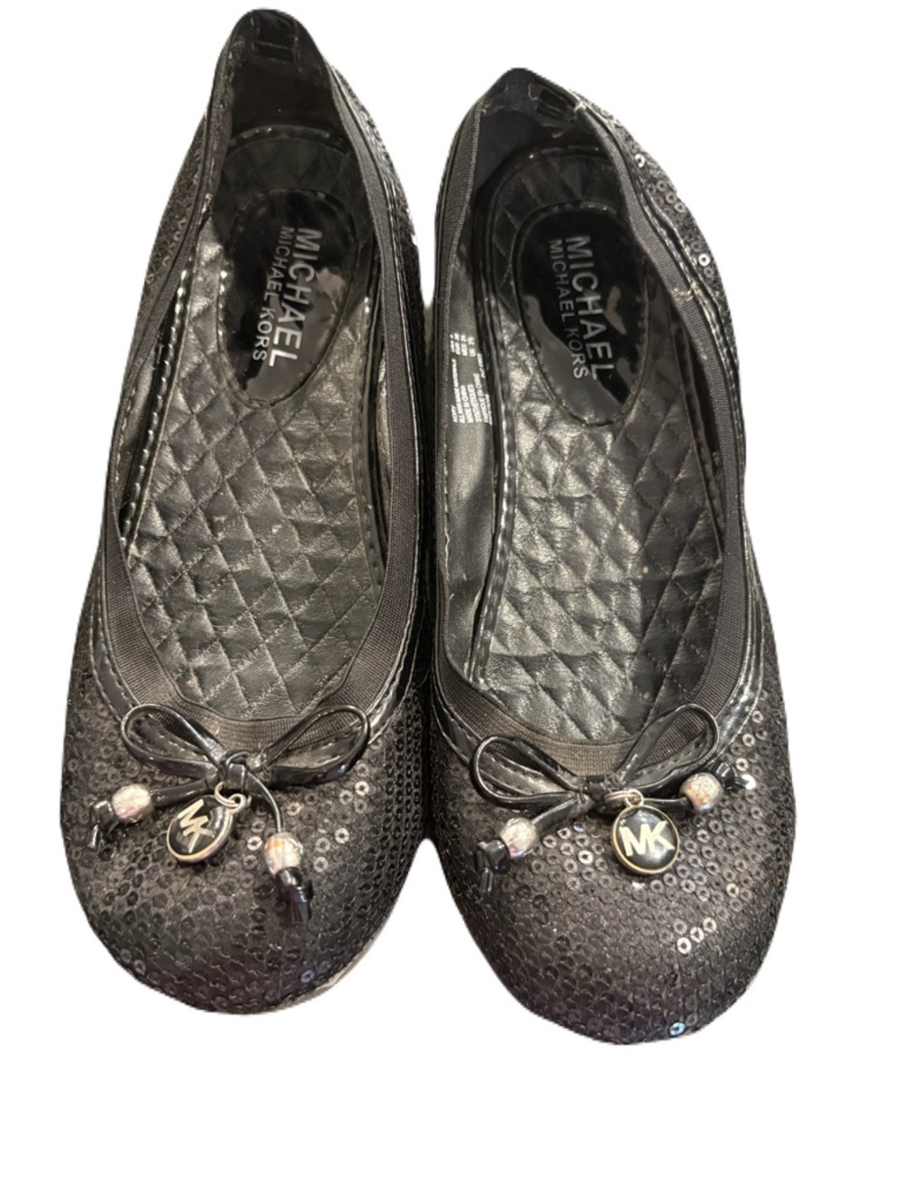 Michael Kors Black Sequin Bow Ballet Flats Size 4